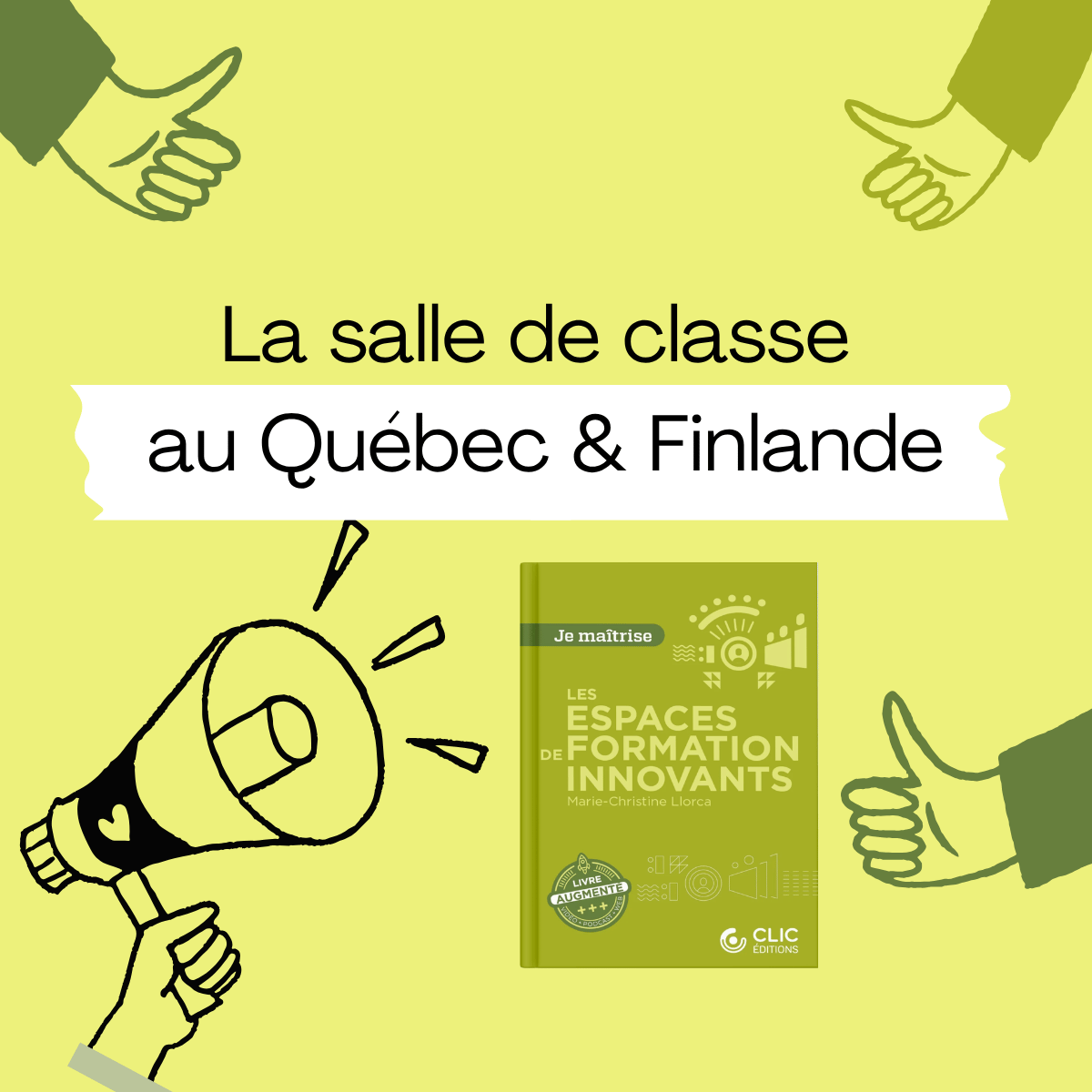 présentation du livre les espaces de formation innovants sur fond vert jaune